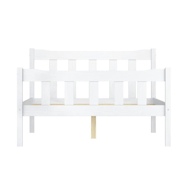 Wyld Haus Tralee White Washed Wooden 4ft6 Double Bed with Slatted Headboard and Footboard