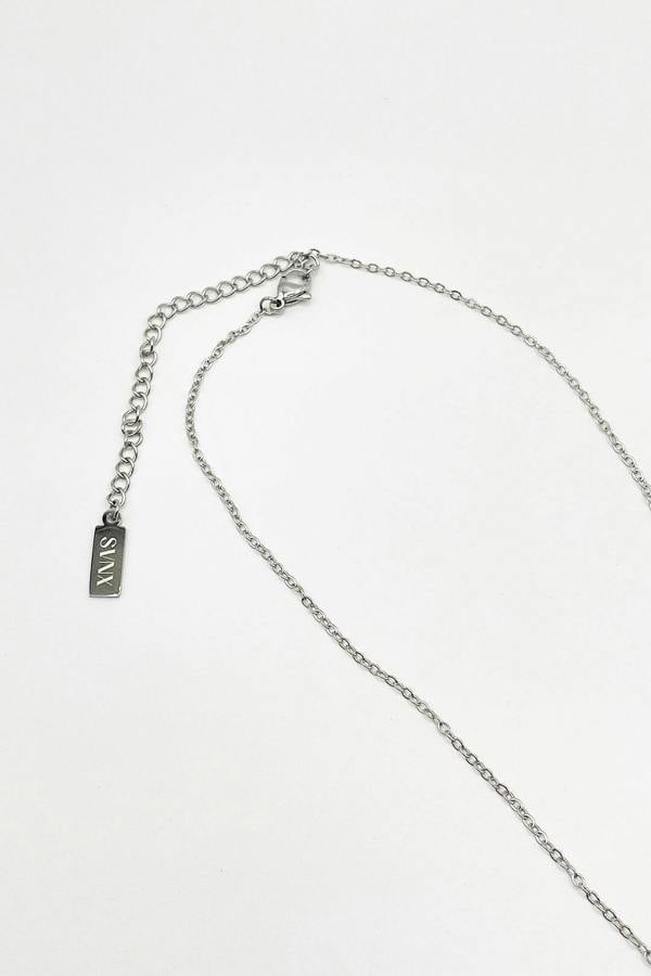 SVNX Rhinestone Teardrop Pendant Necklace in Silver - Gift Boxed