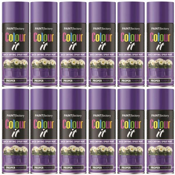 Paint Factory 12X  Proper Purple Gloss Spray Paint 400ml