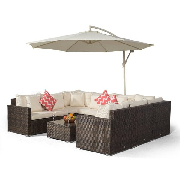 Giardino Havana 8 Seat Rattan Corner Sofa Conversation Set with Coffee Table