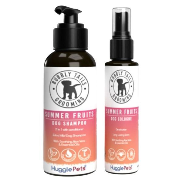 HugglePets Bubbly Tails Dog Shampoo and Deodorising Cologne Spray Set