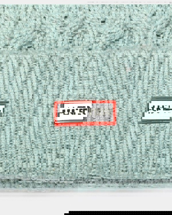 Hunter Unisex Cable Knit Beanie With Pom - Shifting Blue