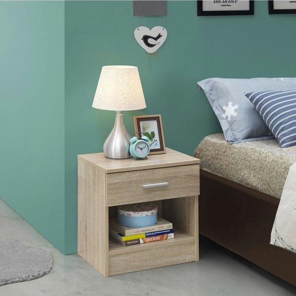 Timber Art Design Rio Costa Bedside Cabinet Bedroom Furniture Nightstand Table 1 Drawer