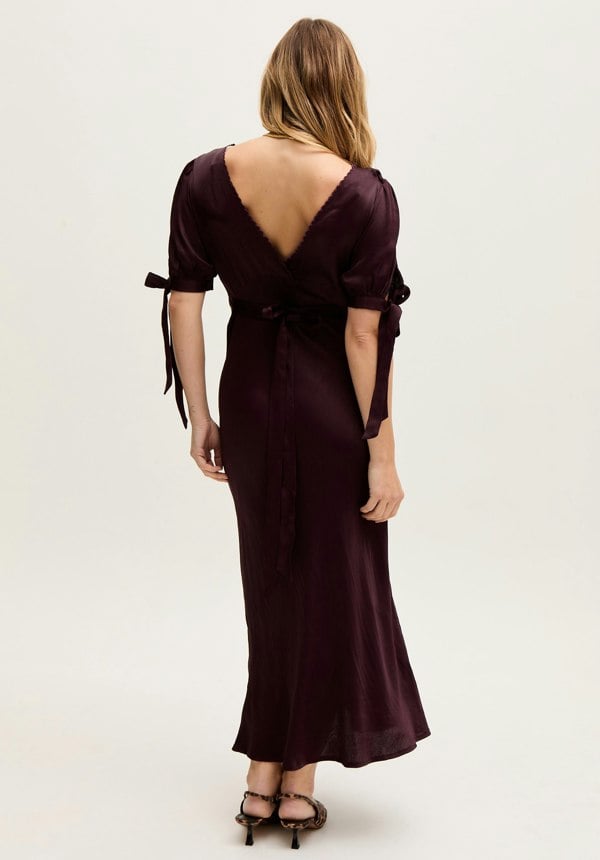 Princess Bias Cut Embroidered Maxi Dress In Purple - image 6