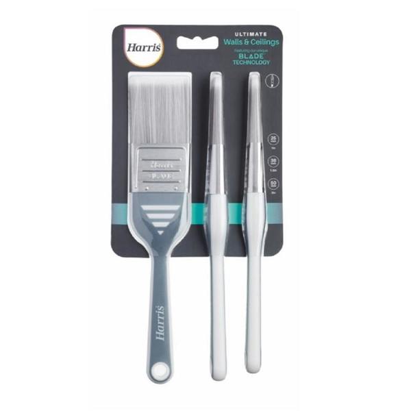 Harris Ultimate Wall And Ceiling Paint Brush Set (Pack Of 3) - Grey - 