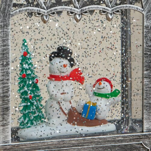 Samuel Alexander 26cm Light up Christmas Water Spinner Decoration with Snowmen Scene