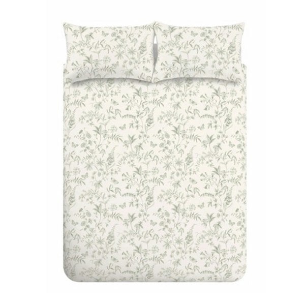 Bianca Thea Floral 200 Thread Count Cotton Reversible Duvet Cover Set Green