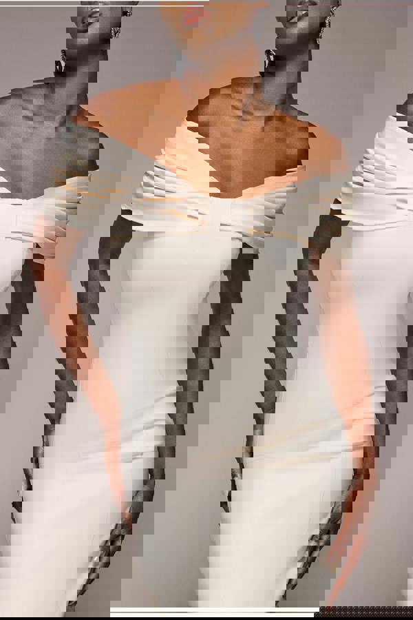 Bardot Bow Neck Maxi Dress - Cream DR4809