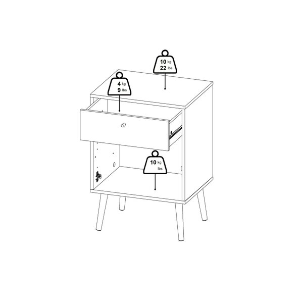 Wyld Haus Quietbloom Dark Grey Wooden Bedside Table 1 Door 1 Drawer