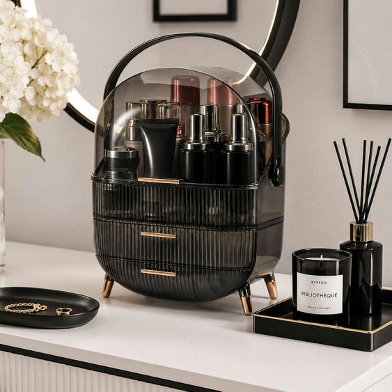 Neo Transparent Black Three Layer Cosmetic Makeup Organiser & Holder