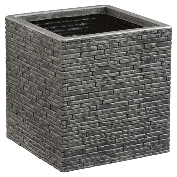  Lazio & Brick Slate Effect Pewter Grey Plastic Garden Flower Pots 