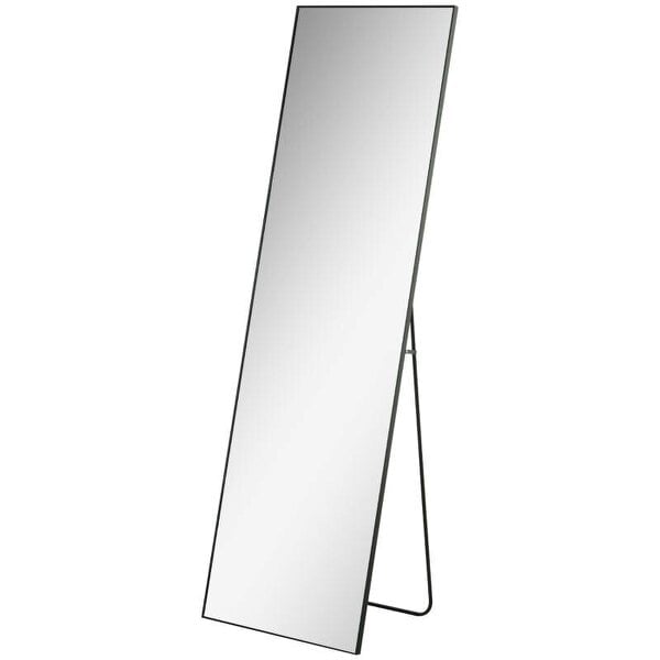 Bobobiy Full Length Mirror, Aluminium Alloy Framed Full Body Mirror with Tempered Glass, Standing or Wall Hanging, Black