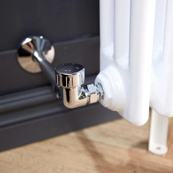 Flode Corner Thermostatic Radiator Valve Pack with Lockshield | Chrome