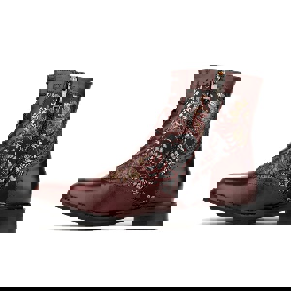 Embassy London Mantis - Floral & Burgundy - Women's above-the-ankle lace-up boot with brogue & paisley detailing