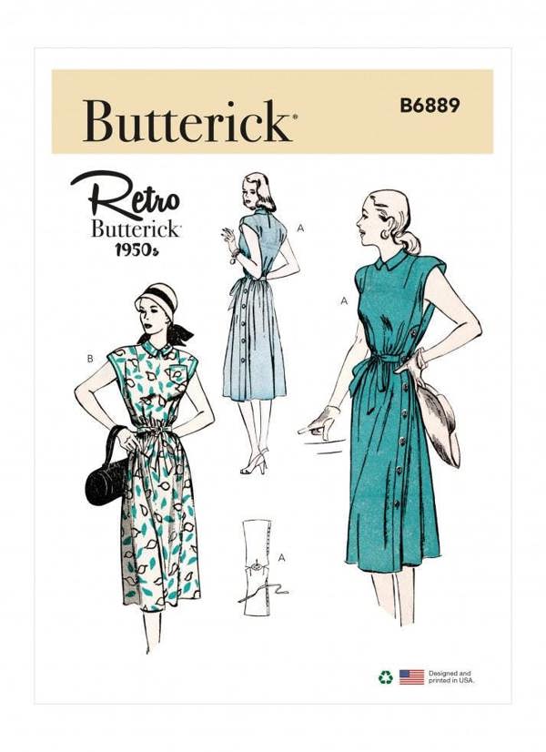 Butterick Sewing Pattern 6889, Dresses, Vintage Style for Women, A5 (6-8-10-12-14) - Easy