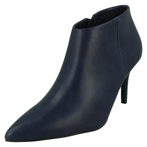 Spot On Ladies Spot On High Heel Low Cut Ankle Boot with Metal Heel Trim F51229