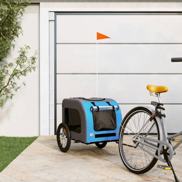 Berkfield Dog Bike Trailer Blue and Grey Oxford Fabric and Iron