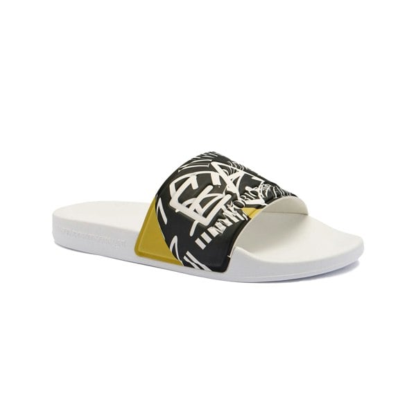 Emporio Armani EA7 EA7 Emporio Armani Visibility Logo Slides White/Antique Moss Rings Print