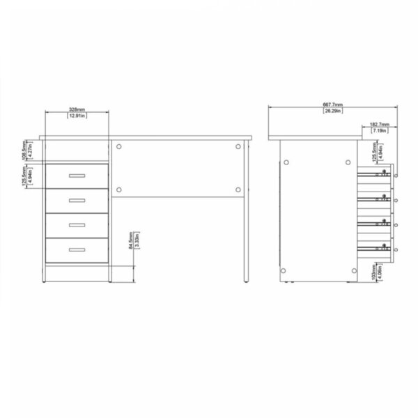 Wyld Haus Billabong Natural Oak Wood 4 Drawer Office Desk