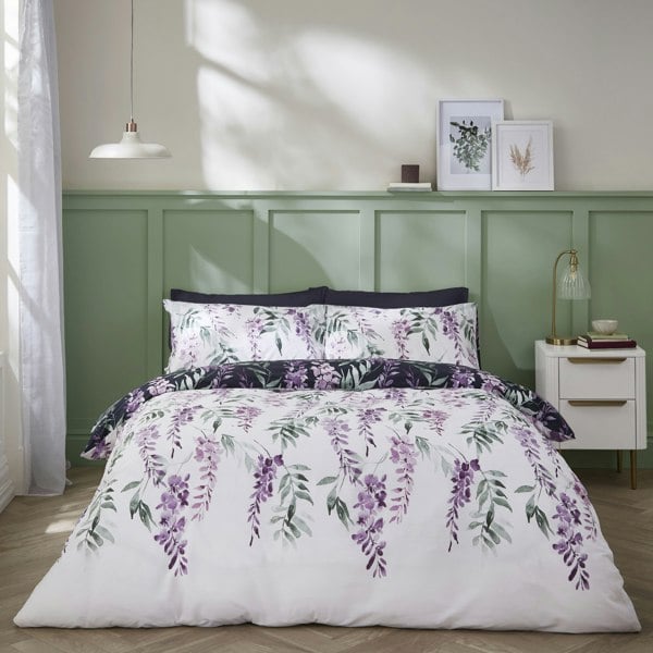 Catherine Lansfield Wisteria Floral Reversible Duvet Cover Set