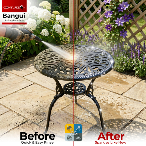 Centurion Supports BANGUI Black Garden and Patio Cast Aluminium Bistro Table