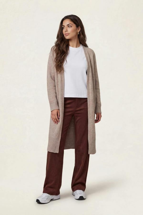 Urban Bliss Mink Longline Wool-Blend Cardigan