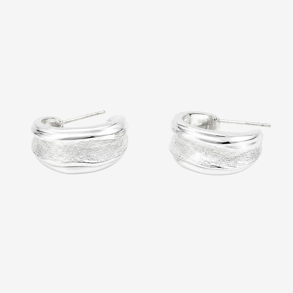 Uchi & Soto Nami Silver Molten Hoop Earrings