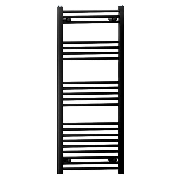 400mm-x-1200mm-Straight-Black-Heated-Bathroom-Towel-Rail-Radiator-For-Central-Heating-UK-19mm-Tube