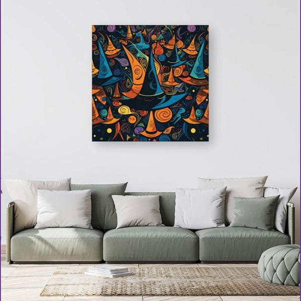 Warren Reed Imaginative Abstract Witches Hats Canvas