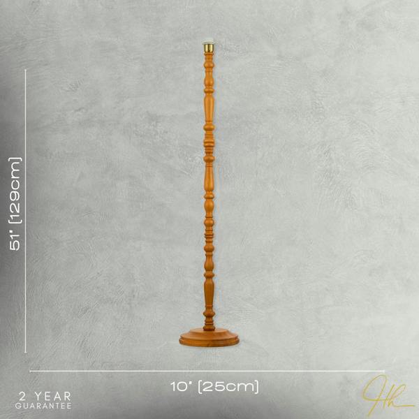 Classic Oak Wooden Standing Floor Lamp Base with Intricate Pole Design Image 7