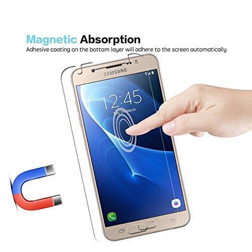 Samsung Galaxy J7 2016 Protector, Tempered Glass Protective Films Invisible Transparent Clear Protection Display Shield - (Pack of 2)