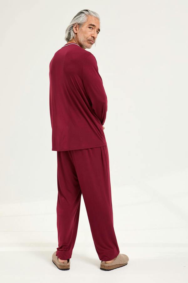 Mister You Bamboo Pyjama Set in Claret - Pajamas