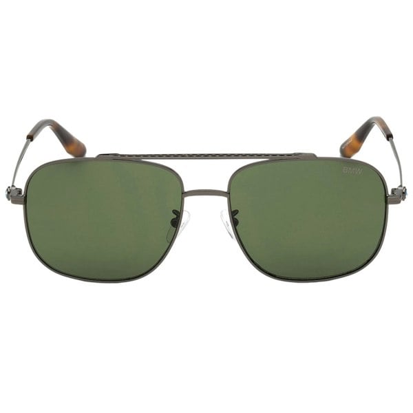 BMW Shiny Gunmetal Framed Green Lensed Sunglasses