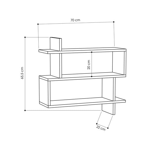 Decortie Paralel Wall Mounted Modern Bookcase Display Unit 2-Tier Sleek Design 70x22x66 cm