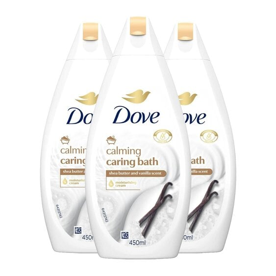 Dove Caring Bath Soak - Shea Butter&Vanilla Milk, 1/4 Moisturising Cream 3x450ml