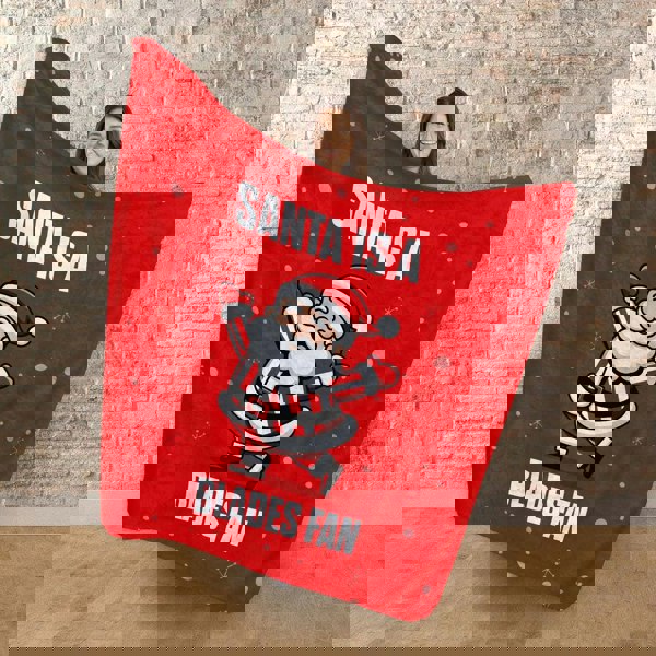 BritishmadeGifts Santa is a Blades Football Fan - Luxury Fleece Blanket 150cm X 150cm