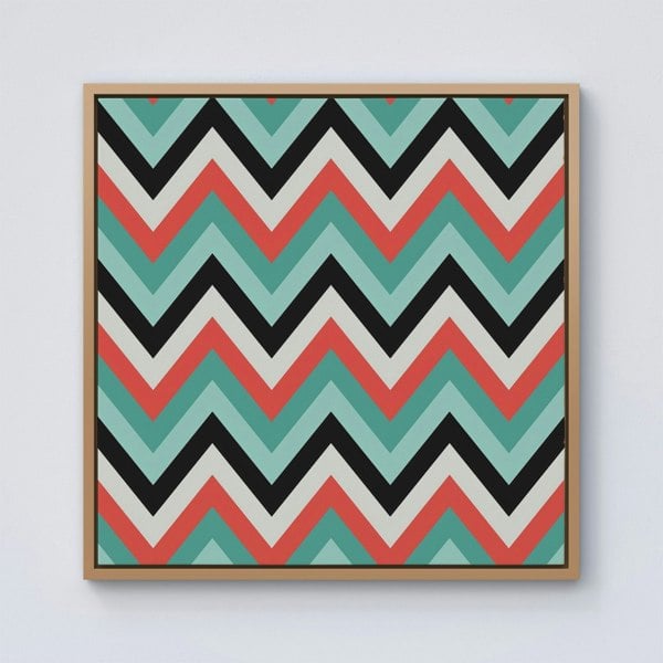 Warren Reed Geometric Colored Chevron Pattern Framed Canvas