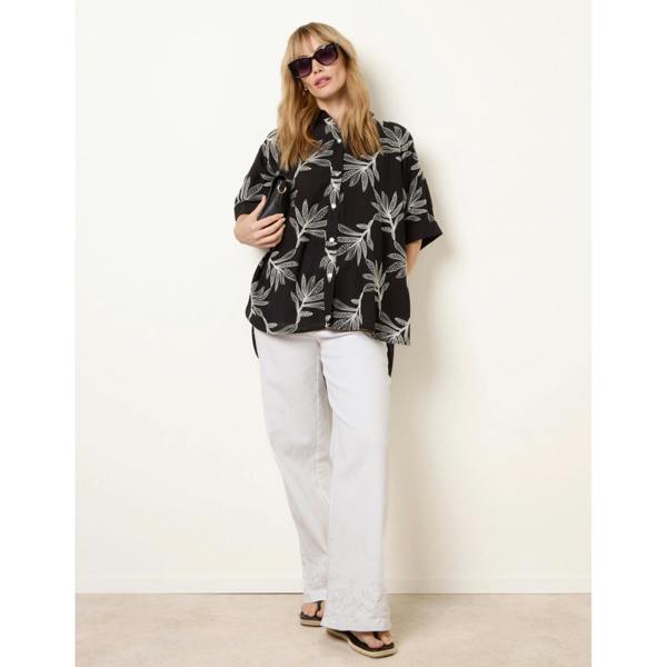 Blue Vanilla Embroidered Front Oversized Shirt