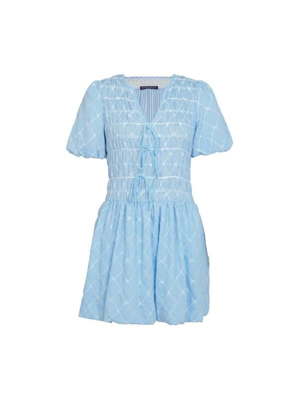 Rose & Nancy Belle Blue Embroidered Mini Dress&nbsp;