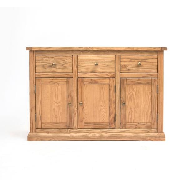 Salerno Light Wood 3 Drawer 3 Door Sideboard Brass Knob