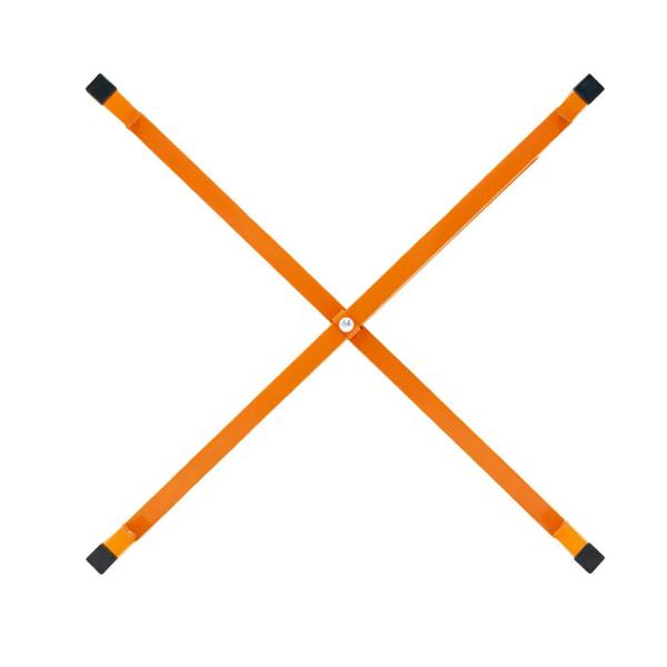 Bright orange mortar board stands in an X shape, made of durable material, each 500mm high with rubber feet for stability