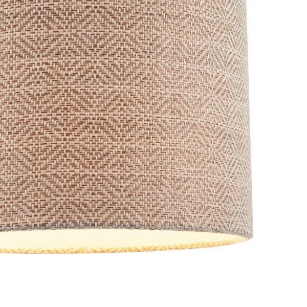 Unique Aztec Designed Drum Lamp Shade in Dark Taupe and White Linen Image 4