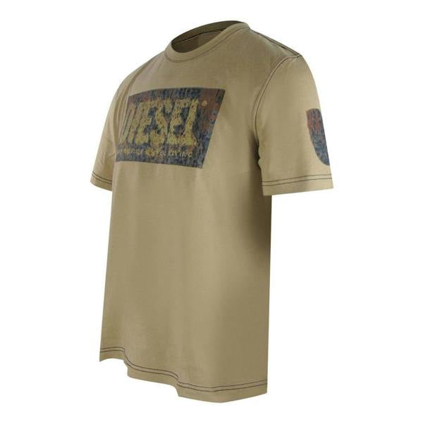 Diesel Mens Logo Cotton T-Shirt - Pelican - 
