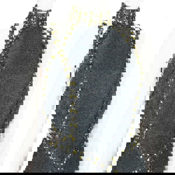 Herve Leger luxurious form fitting dress in a shimmering gunmetal tone