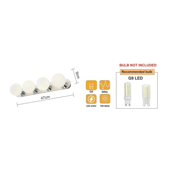 COSYLYTE Bowen Bathroom 4 Light Glass Ceiling Flush Light