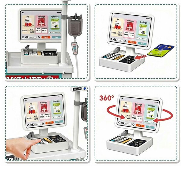 deAO Toys Doctor Playset for Kids with Medical Station, Lights, Stethoscope & Thermometer – 77‑Piece Pretend Medical Counter Role‑Play Set for Ages 3+