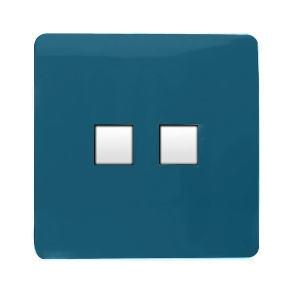 Trendi Switch 2 Gang Cat 3 Telephone Slave Socket in Midnight Blue