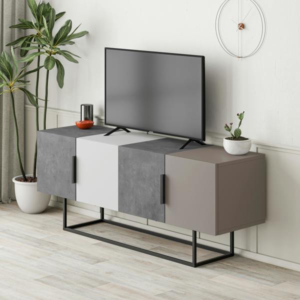 Decortie Tontini Modern TV Unit Multimedia Centre with Storage TV Cabinet 140cm