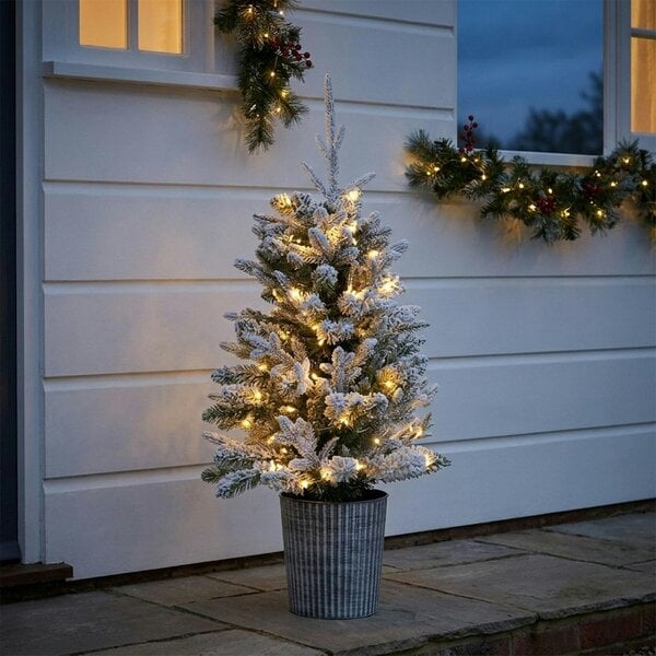 Garden Greatness 3ft Heritage Fir Frosted Pre-Lit Potted Christmas Tree