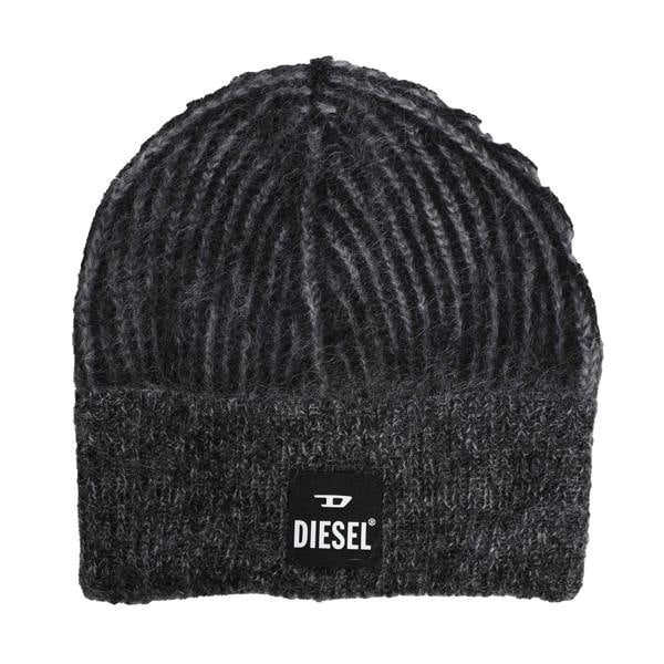 Diesel Mens K-Edro Logo Mohair Beanie - Black - 